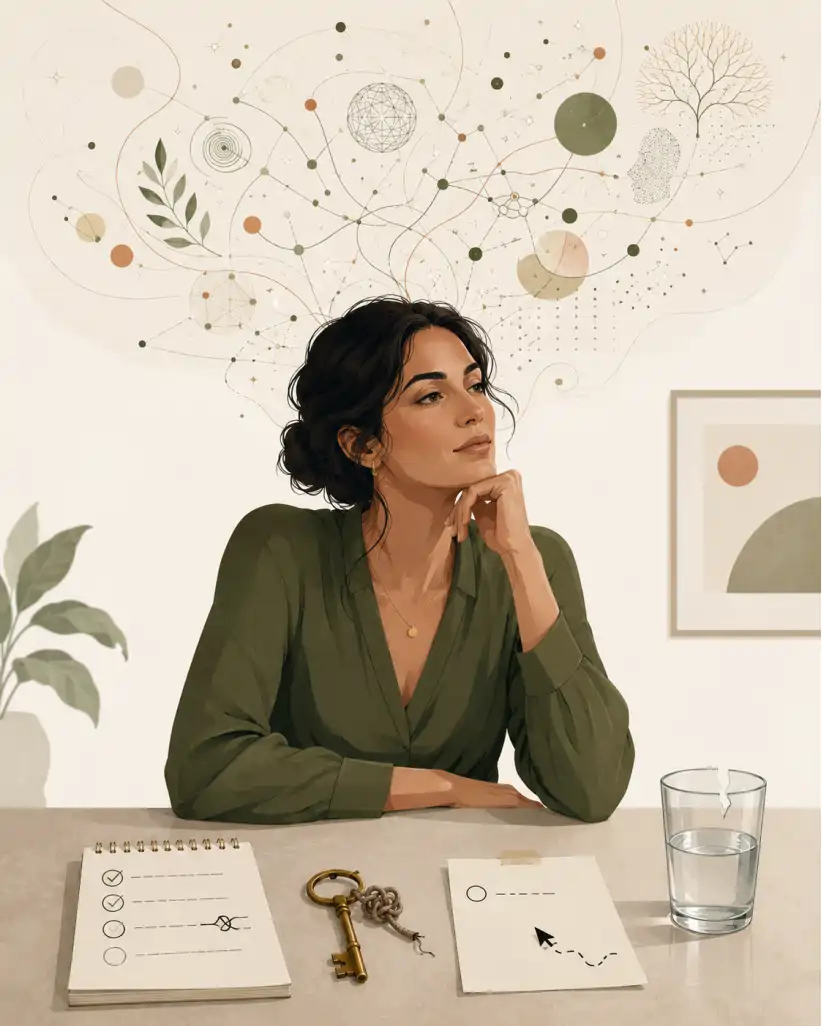 Ilustração sobre confusão mental e travamento em tarefas básicas