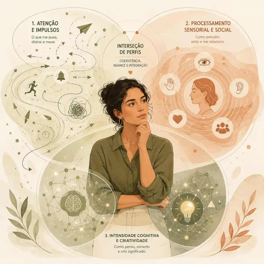 Ilustração sobre interseção de perfis neurodivergentes