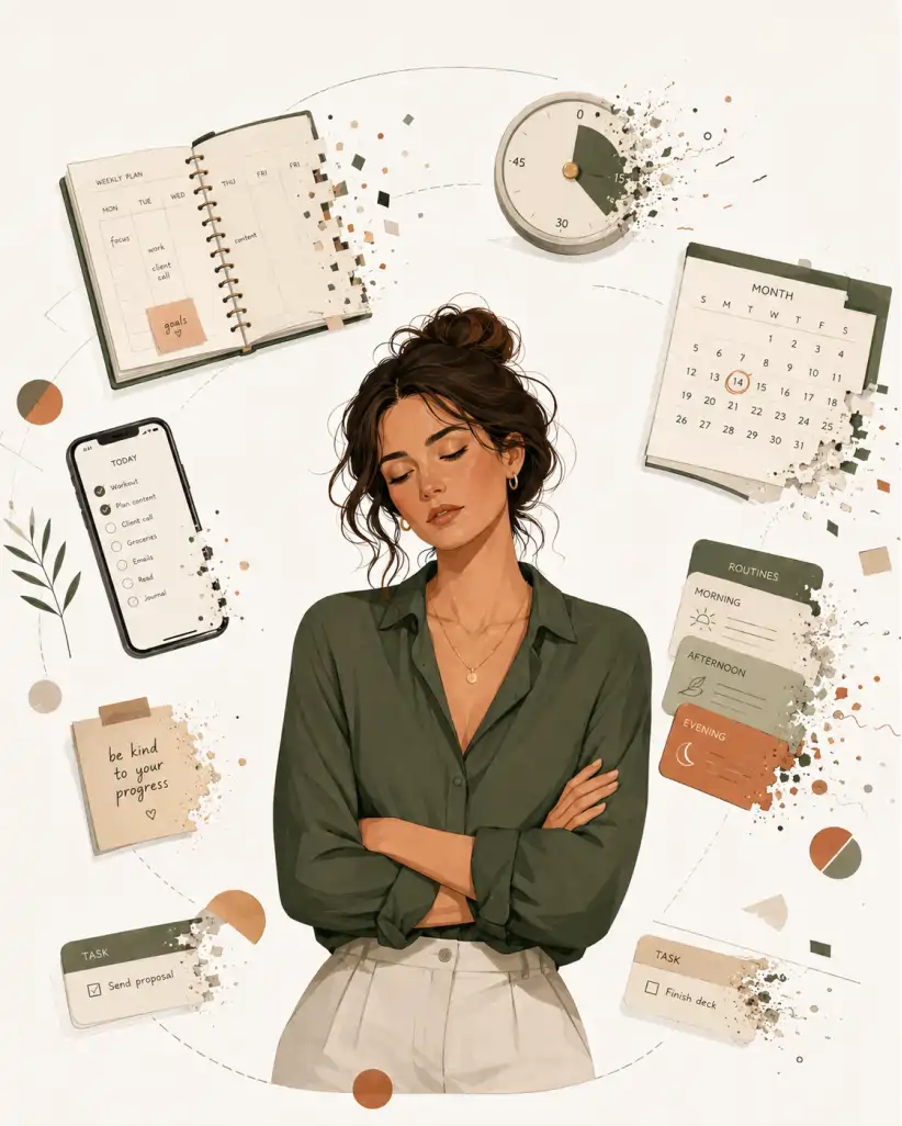 Ilustração sobre planners, apps e soluções tradicionais que não se sustentam